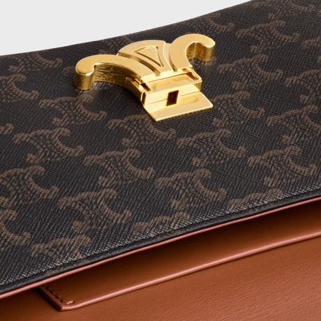 MEDIUM CELINE LOLA BAG IN TRIOMPHE CANVAS AND CALFSKIN TAN - Image 4